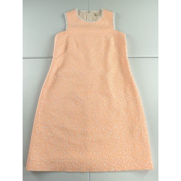Shoshanna Womens Peach Textured Sleeveless Dress Pom Pom Trim Sz 2 London Samara - Picture 1 of 13
